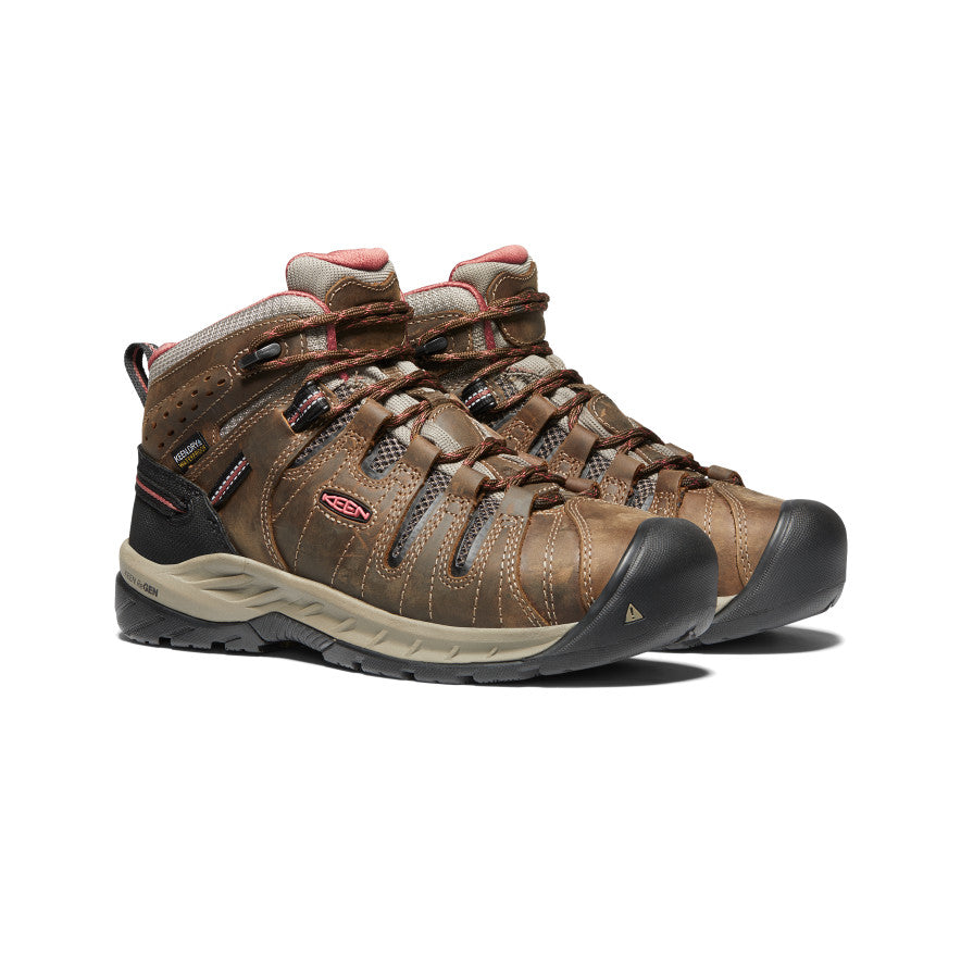 Keen Women's Flint II Waterproof Boot (Soft Toe) | Cascade Brown/Brick Dust