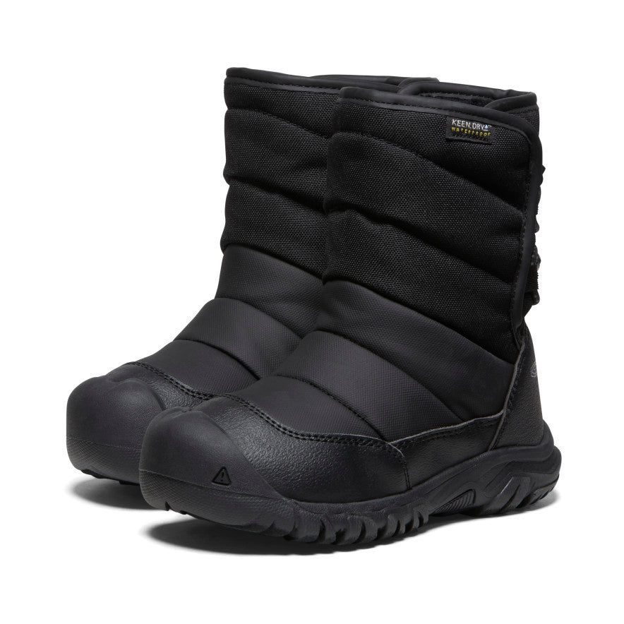 Keen Little Kids' Puffrider Waterproof Winter Boot | Black/Steel Grey