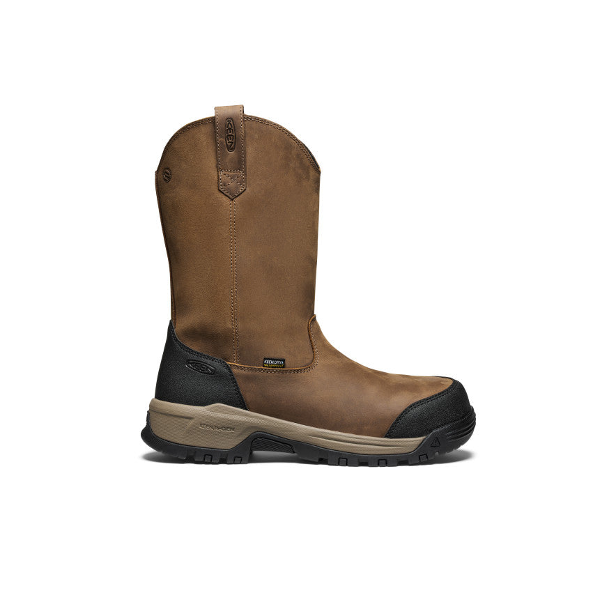 Keen Men's Evanston Pull-On Waterproof Boot (Carbon Toe) | Bison/Black