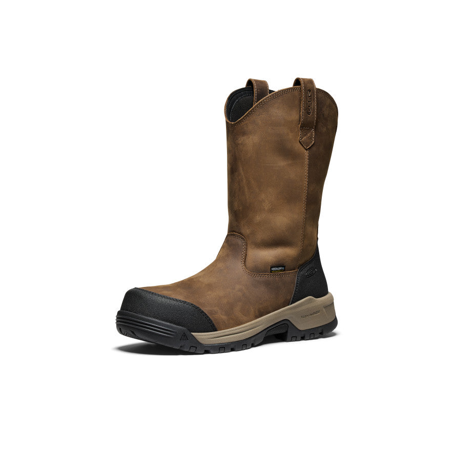 Keen Men's Evanston Pull-On Waterproof Boot (Carbon Toe) | Bison/Black