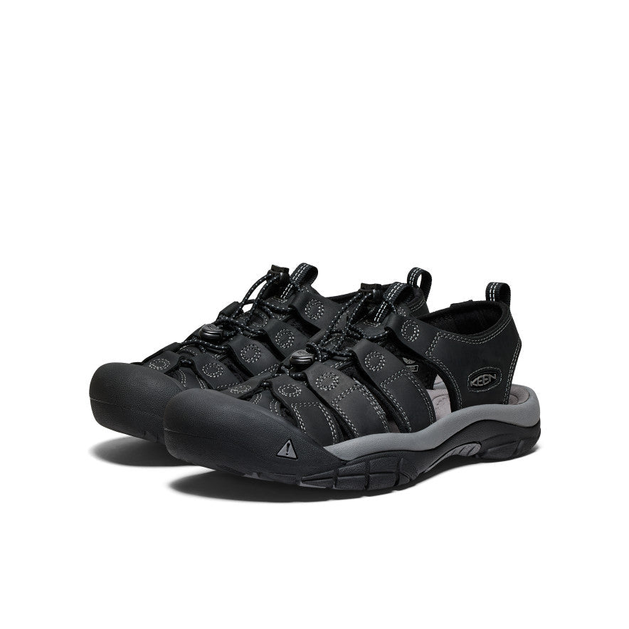 Keen Men's Newport Leather Sandal | Black/Steel Grey