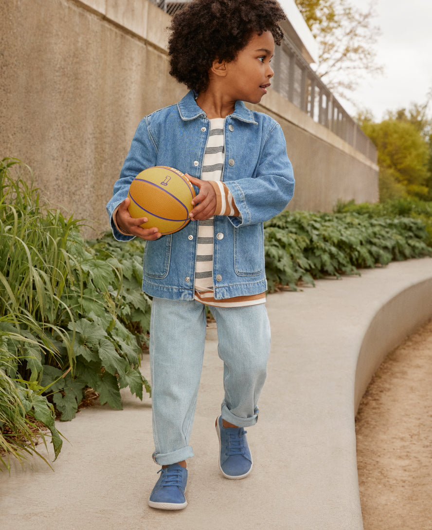 Keen Big Kids' KNX Leather Sneaker | Coronet Blue/Vapor