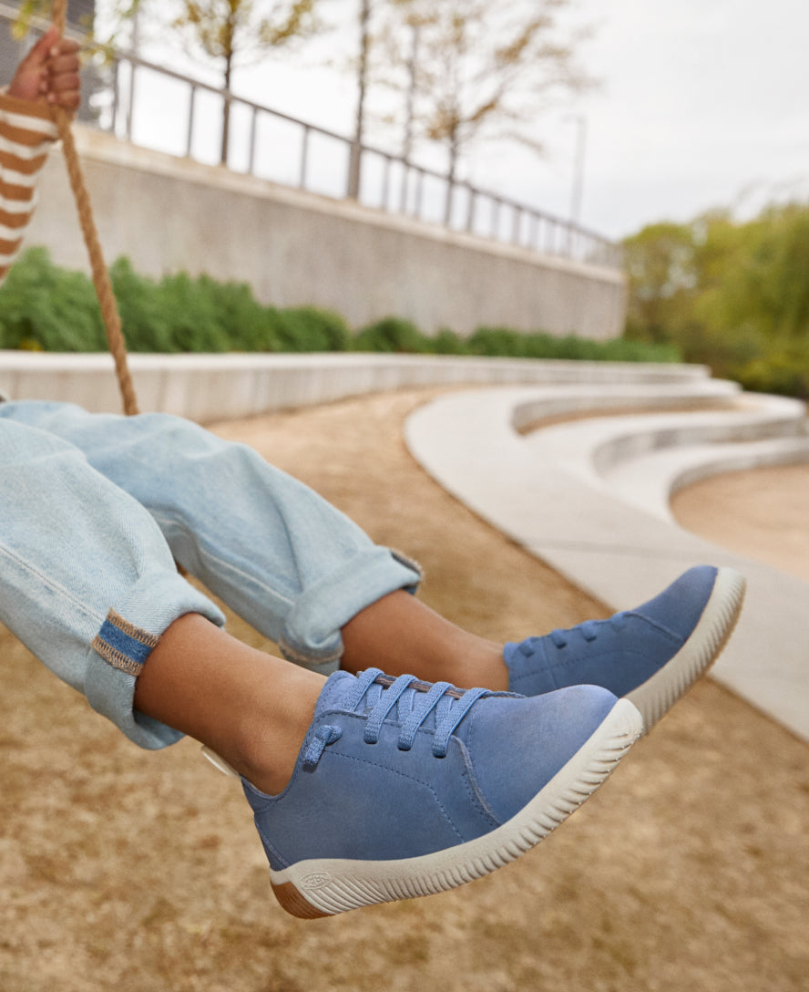 Keen Big Kids' KNX Leather Sneaker | Coronet Blue/Vapor