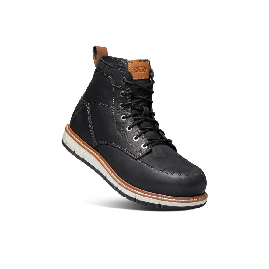 Keen Men's San Jose 6" Boot (Aluminum Toe) | Black/Caramel Cafe