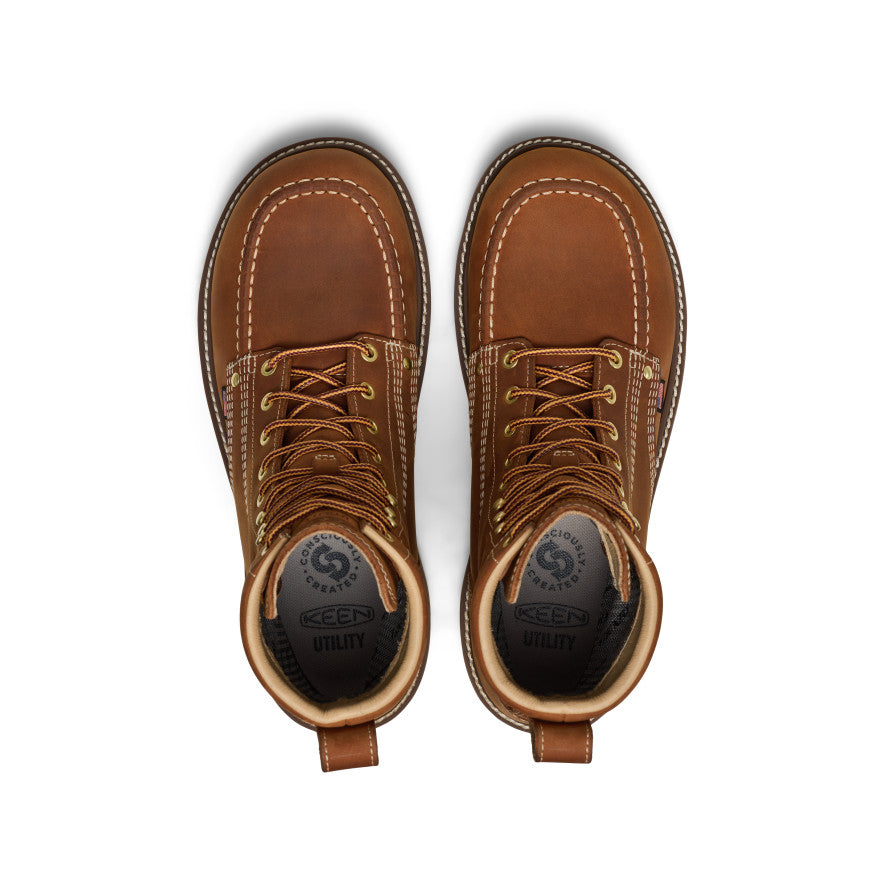 Keen Men's Liberty 8" Waterproof Boot (Soft Toe) | Leather Brown/Birch