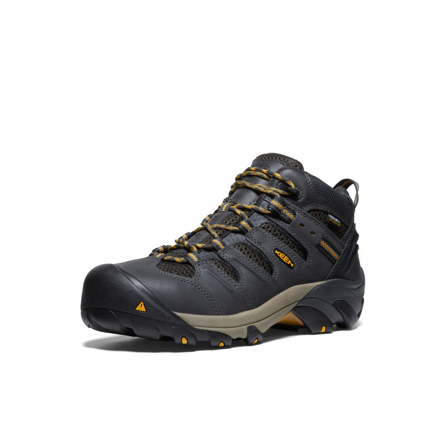 Keen Men's Lansing Mid Waterproof (Steel Toe) | Raven/Tawny Olive