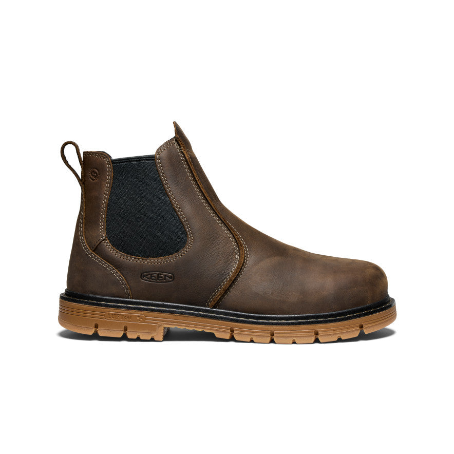 Keen Men's San Jose Chelsea 90° Heel Boot (Aluminum Toe) | Cascade Brown/Gum