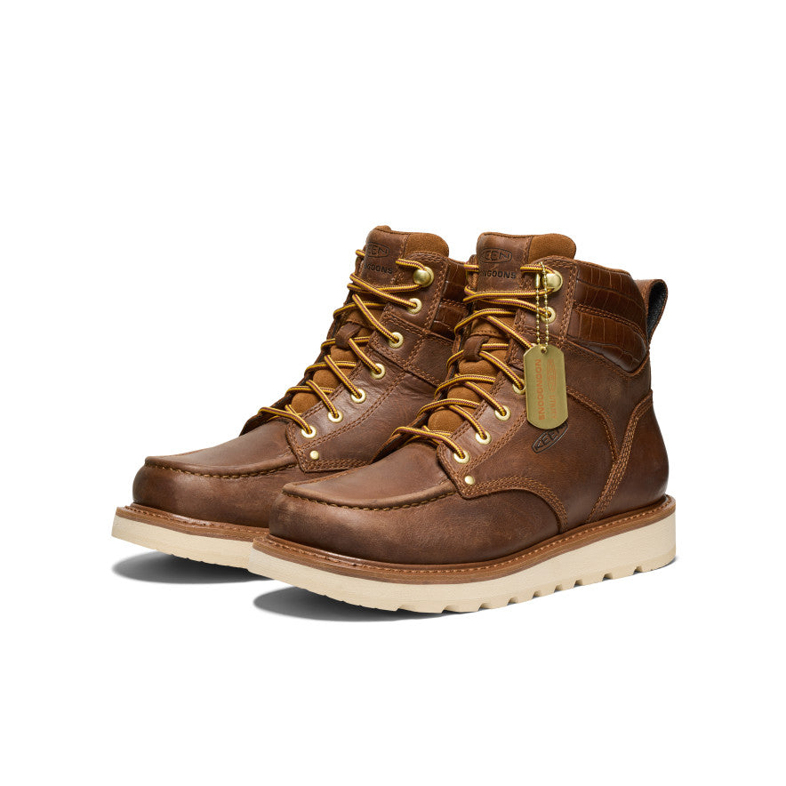 Keen Men's Cincinnati 6" Boot (Soft Toe) X Noon Goons | Leather Brown/Off White