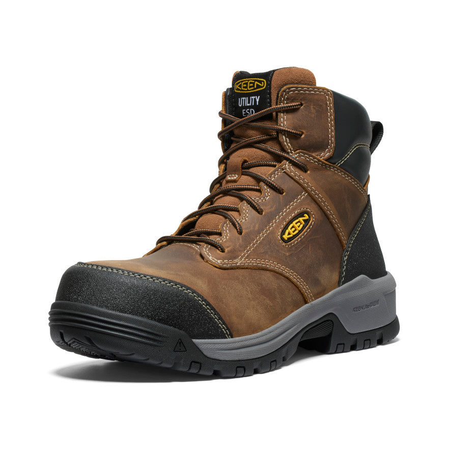 Keen Men's Evanston 6" ESD Boot (Carbon Toe) | Bison/Black