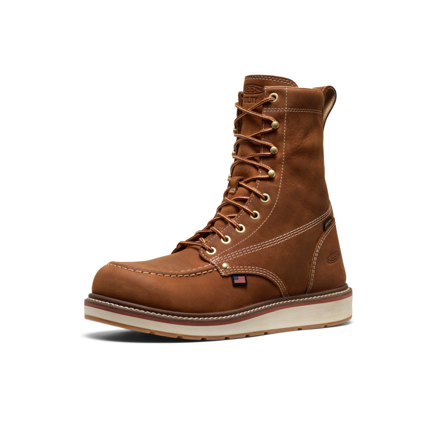 Keen Men's Liberty 8" Waterproof Boot (Soft Toe) | Leather Brown/Birch