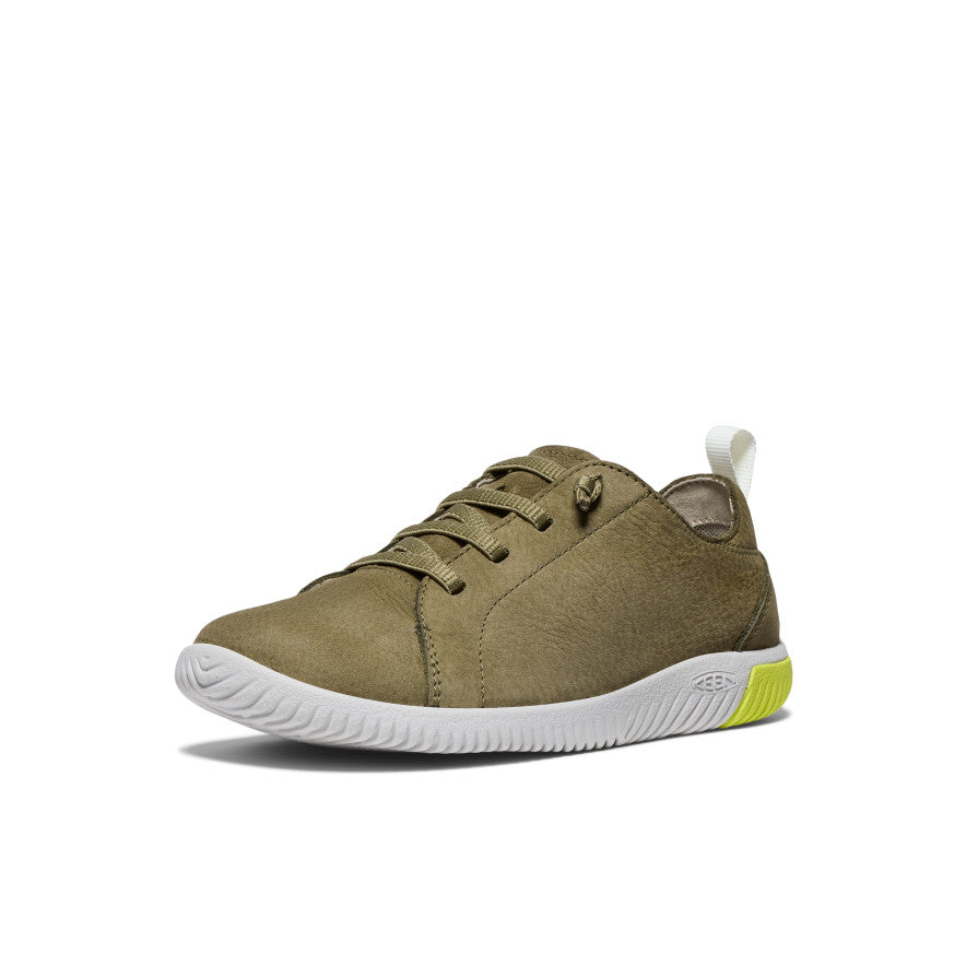 Keen Big Kids' KNX Leather Sneaker | Martini Olive/Evening Primrose