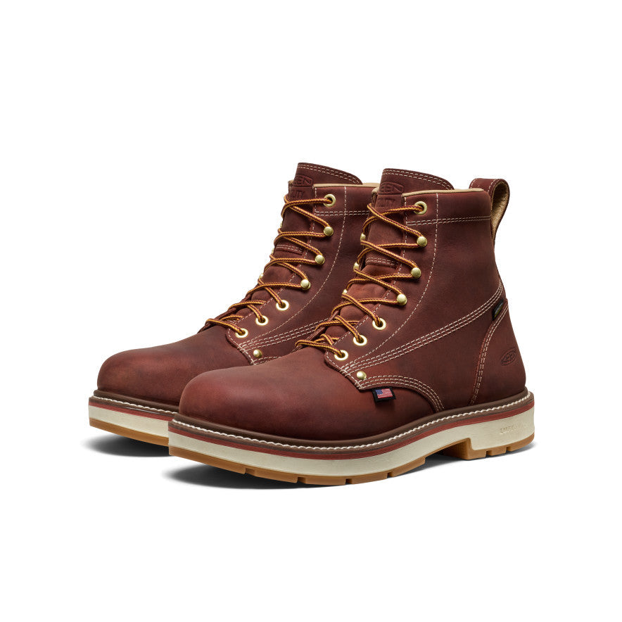 Keen Men's Liberty 6" Waterproof 90° Heel Boot (Soft Toe) | Bombay Brown/Gum