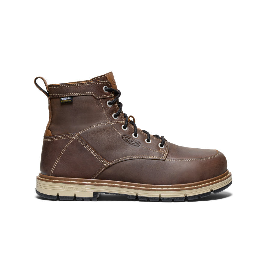 Keen Men's San Jose 6" Waterproof 90° Heel Boot (Aluminum Toe) | Bison/Black