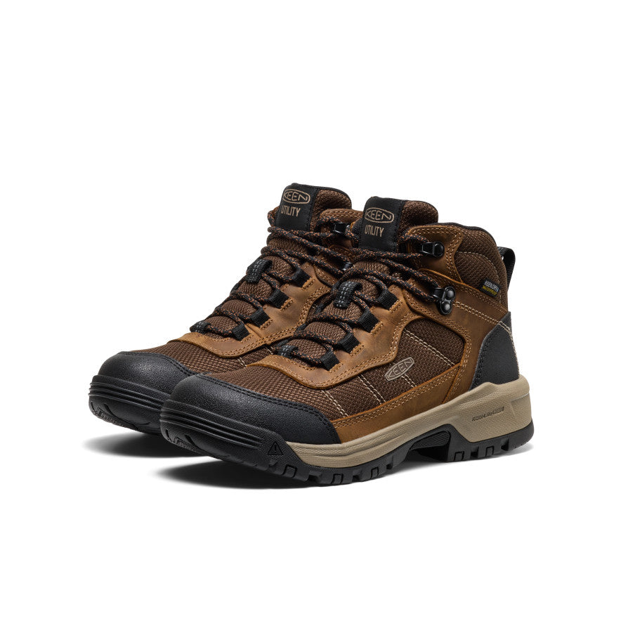 Keen Women's Skokie Waterproof Work Boot (Soft Toe) | Bison/Black