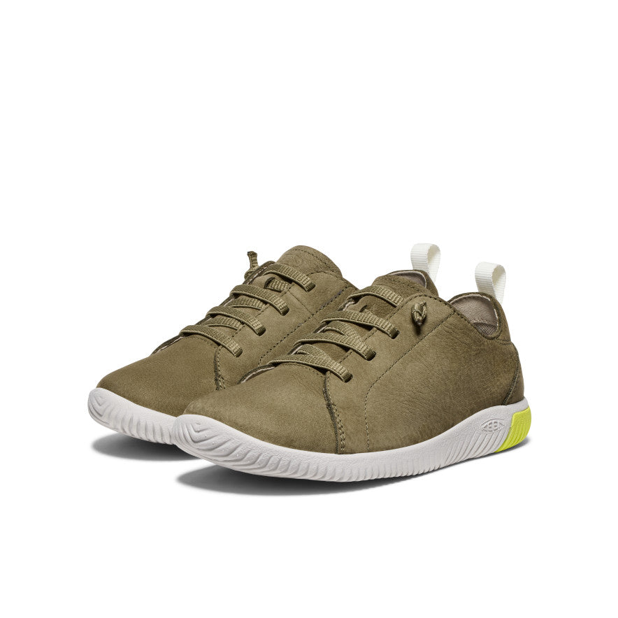 Keen Big Kids' KNX Leather Sneaker | Martini Olive/Evening Primrose