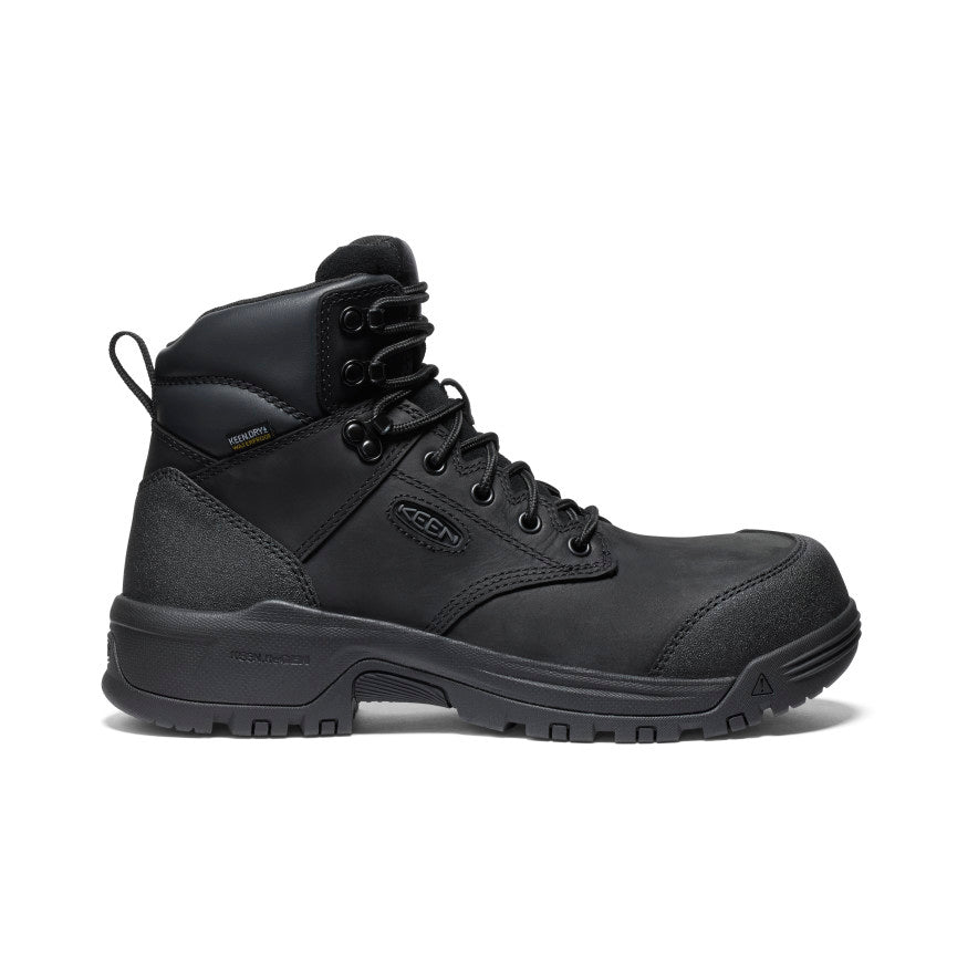 Keen Men's Evanston 6" Waterproof Boot (Carbon Toe) | Black/Black