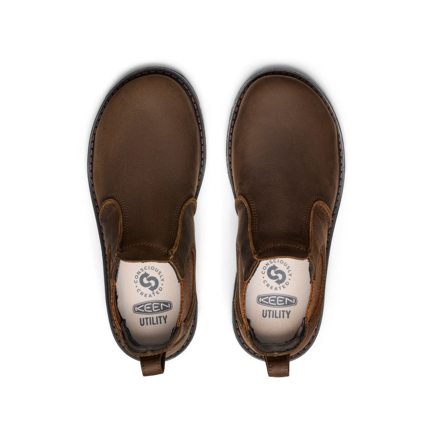 Keen Women's San Jose Chelsea 90° Heel Boot (Aluminum Toe) | Cascade Brown/Black