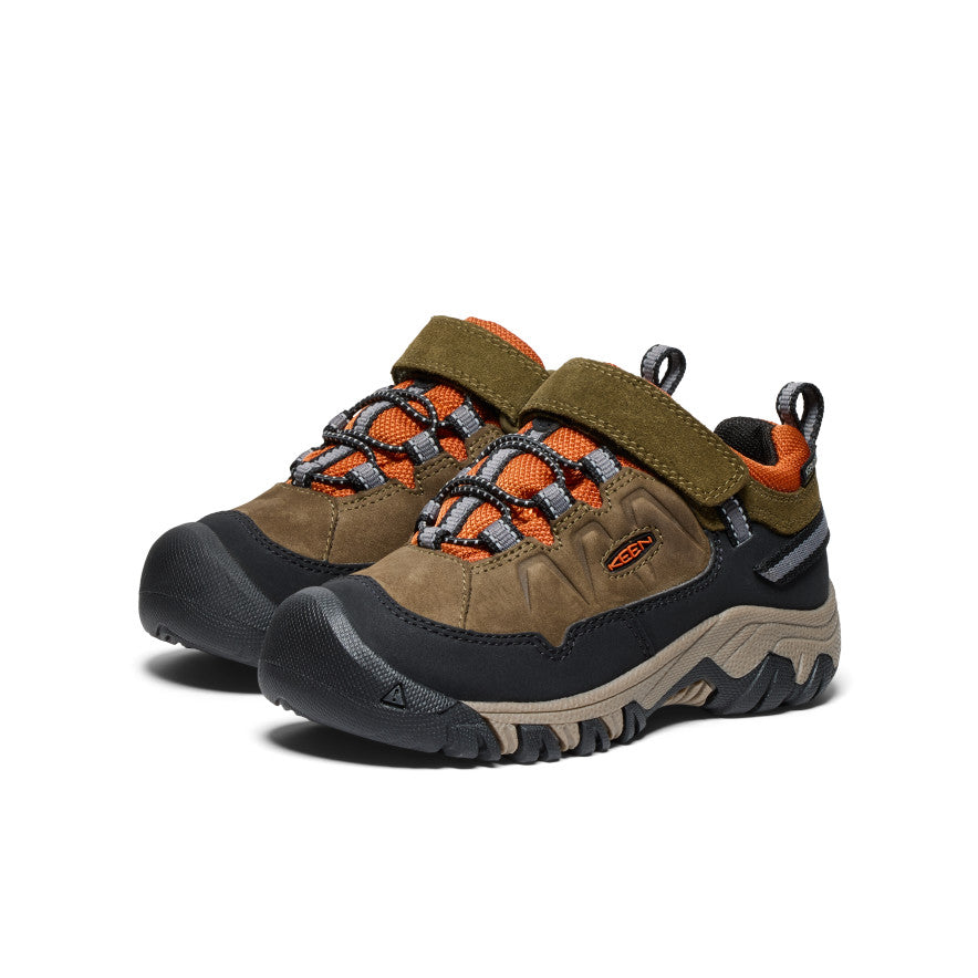 Keen Little Kids' Targhee IV Waterproof Hiking Shoe | Dark Olive/Gold Flame