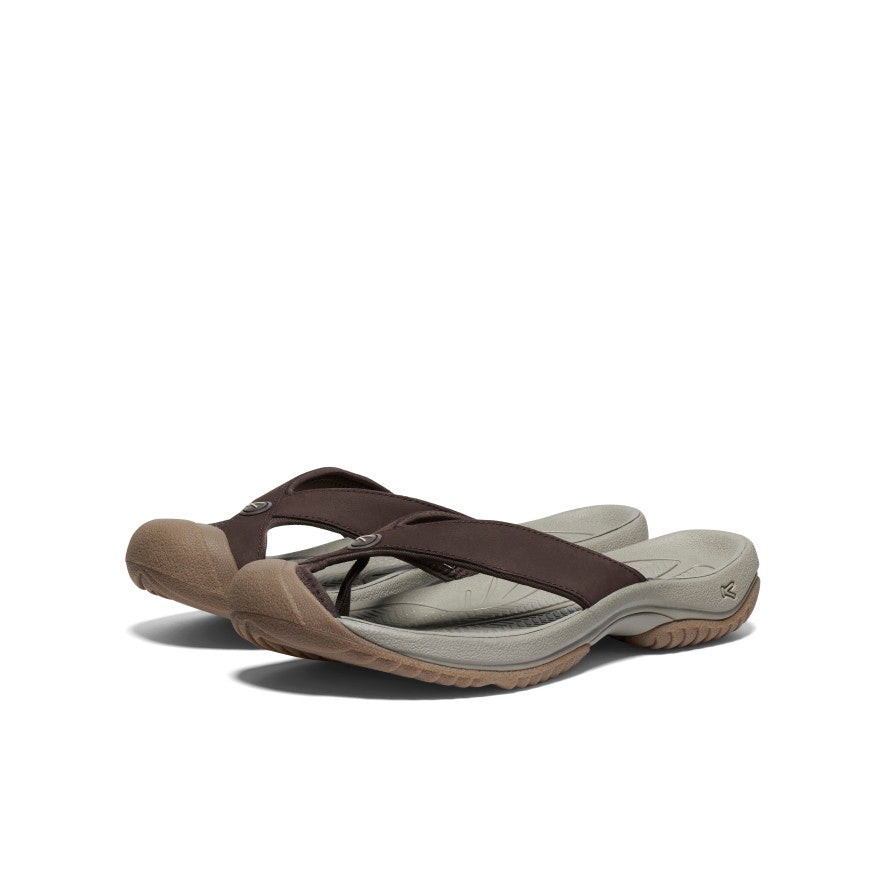 Keen Men's Waimea Leather Flip-Flop | Java/Plaza Taupe