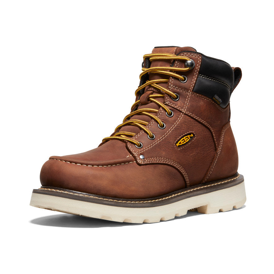 Keen Men's Cincinnati 6" Waterproof 90° Heel Boot (Soft Toe) | Tuscan Red/Sandshell