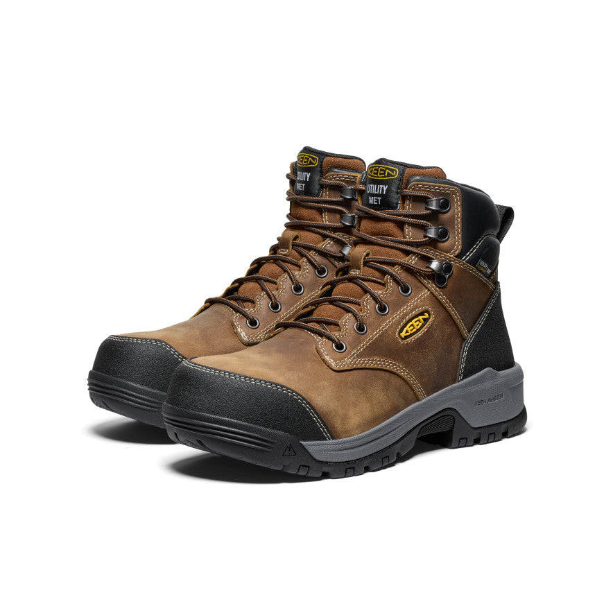 Keen Men's Evanston 6" Waterproof Boot INT MET (Carbon Toe) | Bison/Black