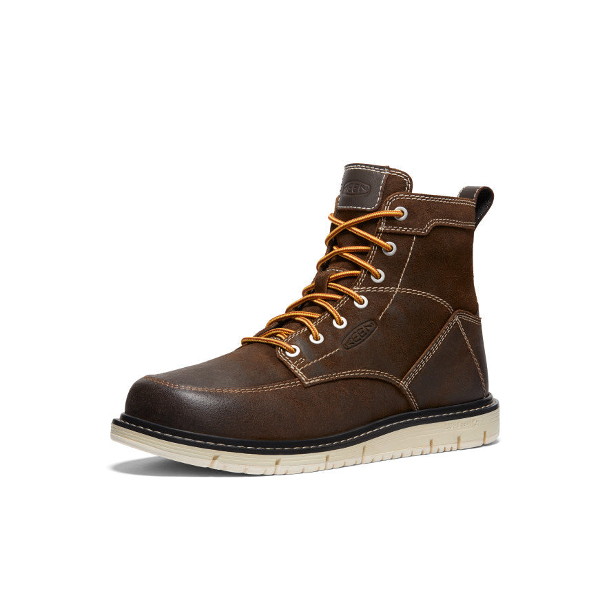 Keen Men's San Jose 6" Boot (Soft Toe) | Coffee Bean/Star White