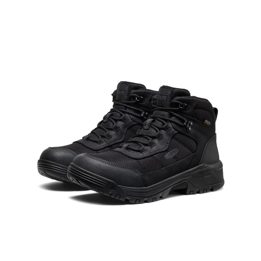Keen Men's Skokie Waterproof Work Boot (Soft Toe) | Black/Black
