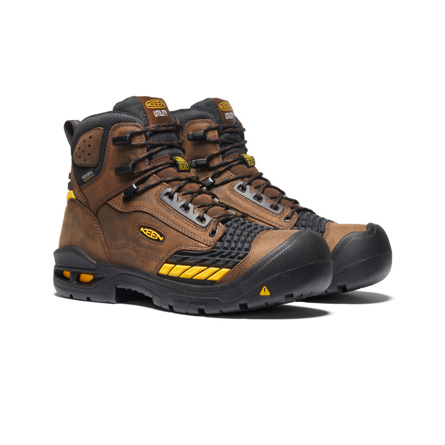Keen Men's Troy 6" Waterproof Boot (Carbon Toe) | Dark Earth/Black
