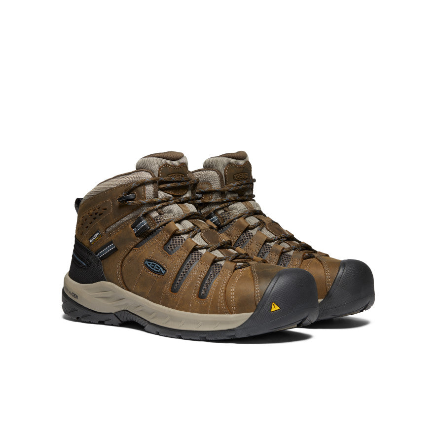 Keen Men's Flint II Waterproof Boot (Steel Toe) | Cascade Brown/Orion Blue