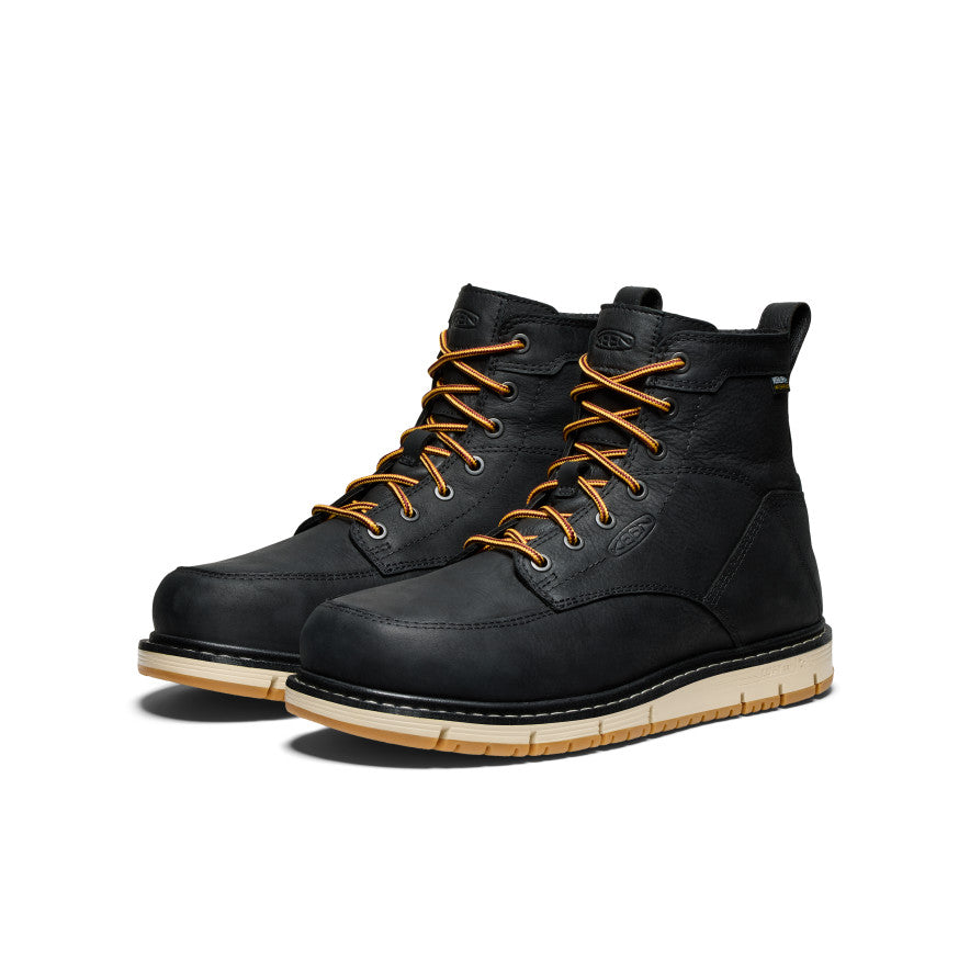 Keen Men's San Jose 6" Waterproof Boot (Aluminum Toe) | Black/Gum