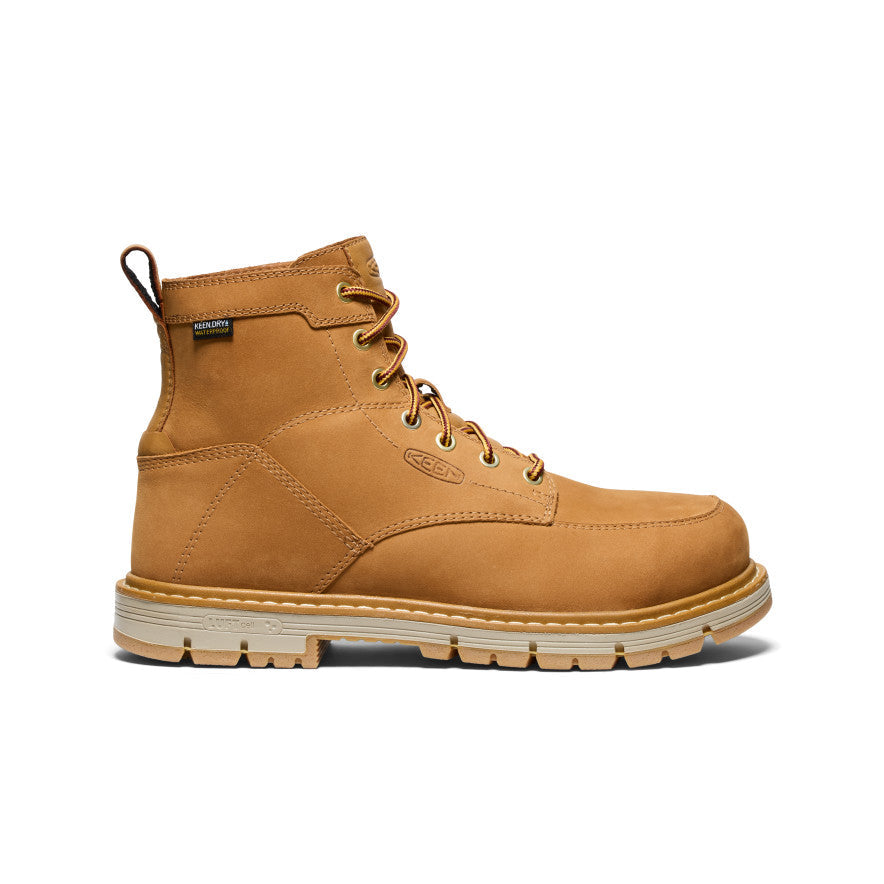 Keen Men's San Jose 6" Waterproof 90° Heel Boot (Aluminum Toe) | Bistre/Gum