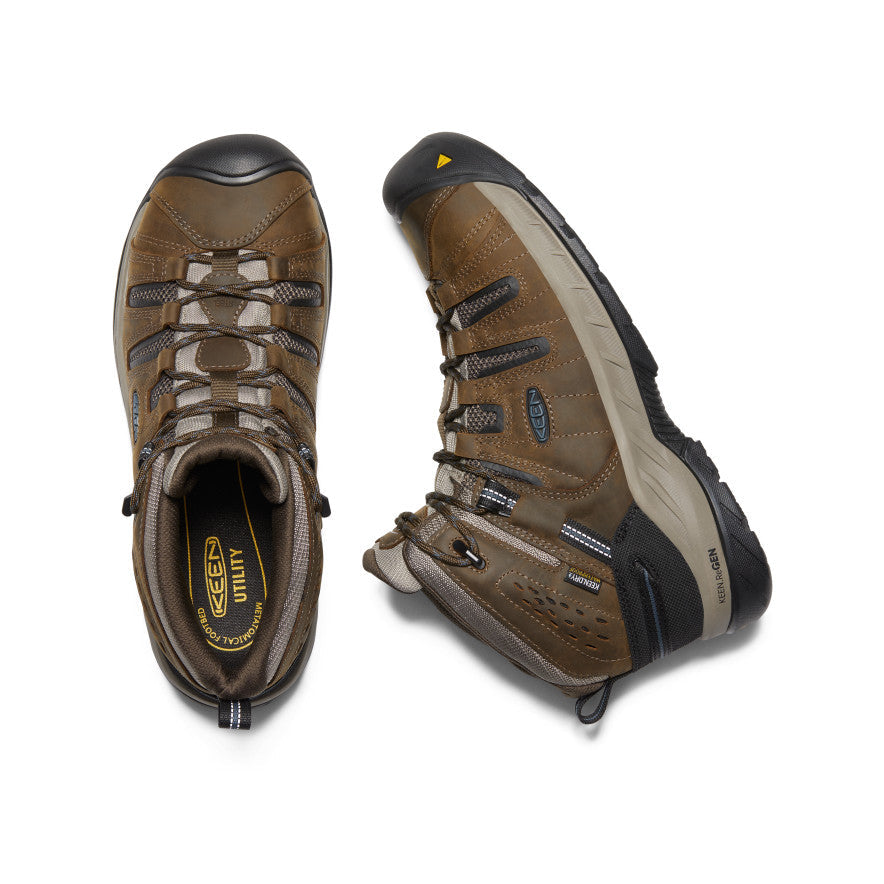 Keen Men's Flint II Waterproof Boot (Steel Toe) | Cascade Brown/Orion Blue