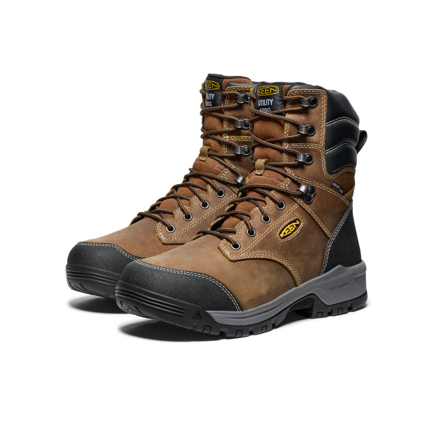 Keen Men's Evanston 8" Insulated Waterproof Boot (Soft Toe) | Bison/Black
