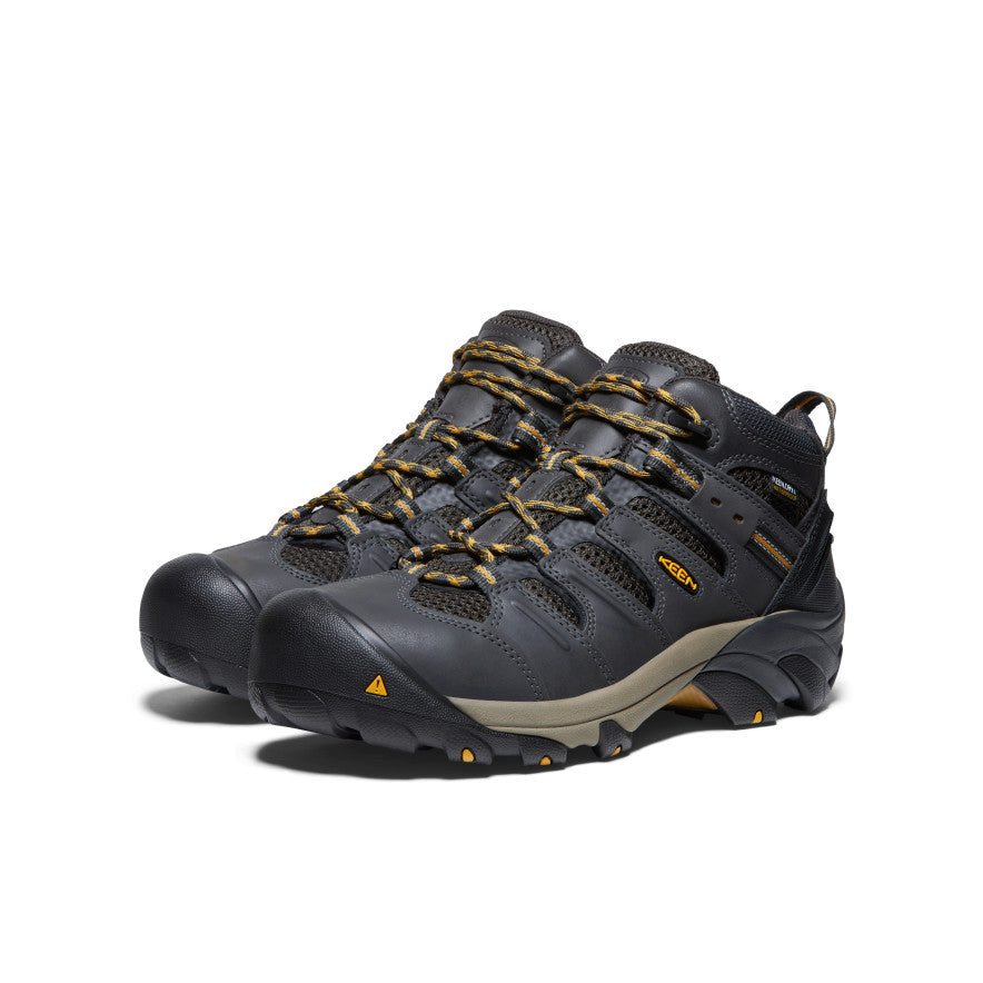 Keen Men's Lansing Mid Waterproof (Steel Toe) | Raven/Tawny Olive