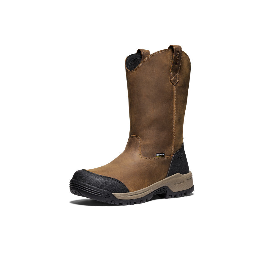 Keen Men's Evanston Pull-On Waterproof Boot (Soft Toe) | Bison/Black