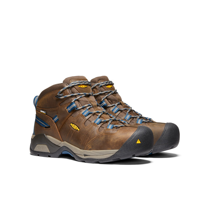 Keen Men's Detroit XT Waterproof Boot (Steel Toe) | Cascade Brown/Orion Blue