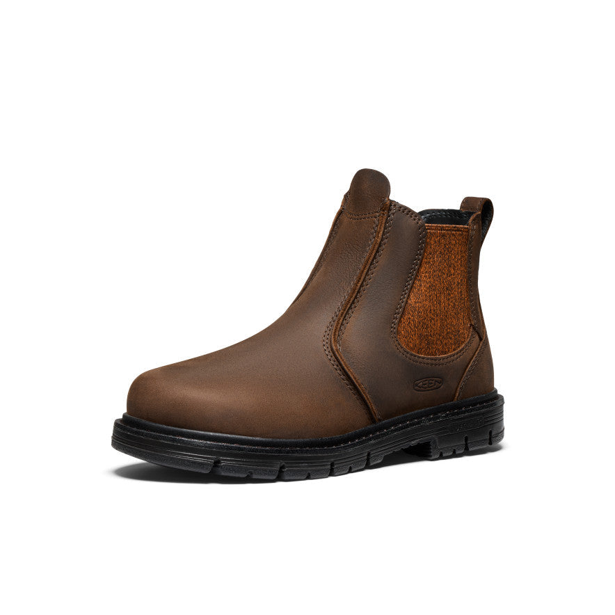 Keen Women's San Jose Chelsea 90° Heel Boot (Aluminum Toe) | Cascade Brown/Black