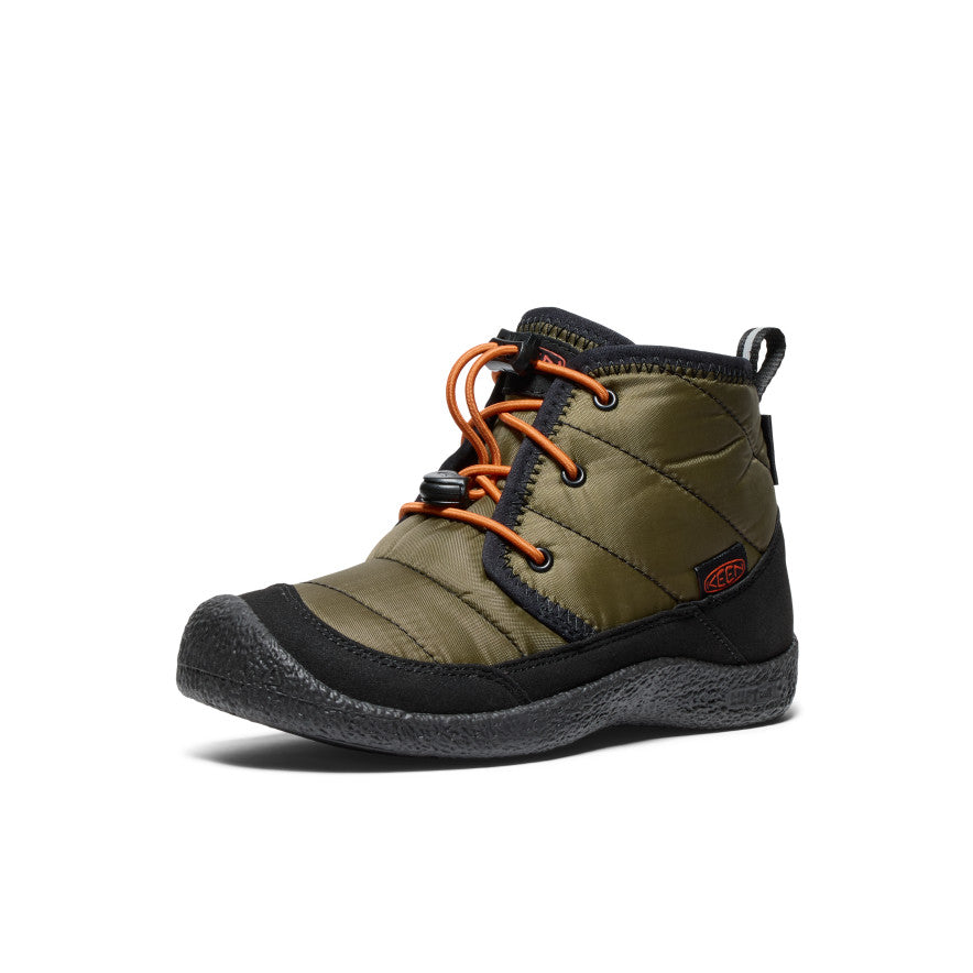 Keen Big Kids' Howser II Waterproof Chukka | Dark Olive/Gold Flame