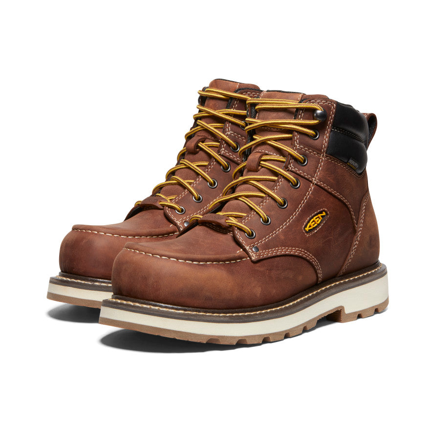 Keen Men's Cincinnati 6" Waterproof 90° Heel Boot (Carbon Toe) | Tuscan Red/Sandshell