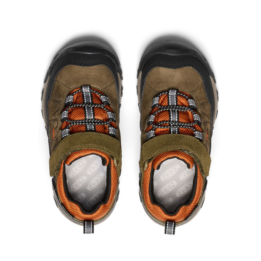Keen Little Kids' Targhee IV Waterproof Hiking Shoe | Dark Olive/Gold Flame