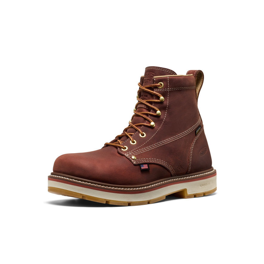 Keen Men's Liberty 6" Waterproof 90° Heel Boot (Carbon Toe) | Bombay Brown/Gum