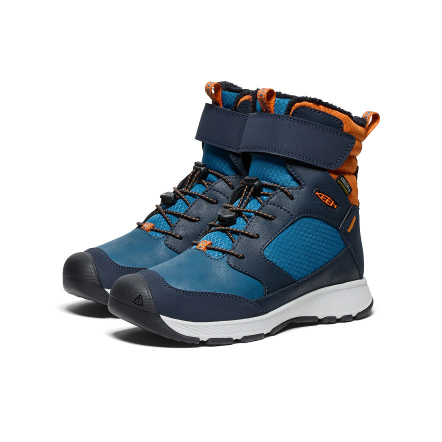 Keen Big Kids' Skua Waterproof Winter Boot | Sky Captain/Gold Flame