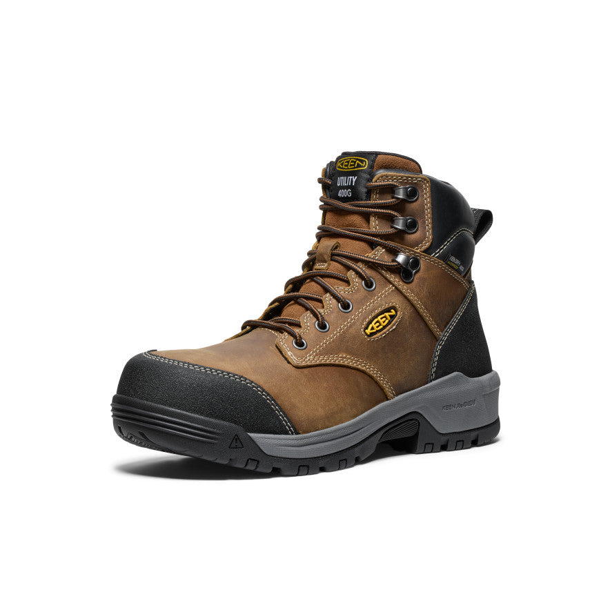 Keen Men's Evanston 6" Insulated Waterproof Boot (Carbon Toe) | Bison/Black
