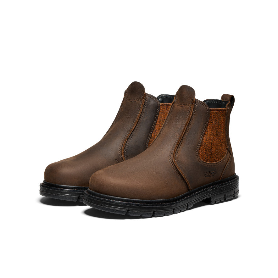 Keen Women's San Jose Chelsea 90° Heel Boot (Aluminum Toe) | Cascade Brown/Black