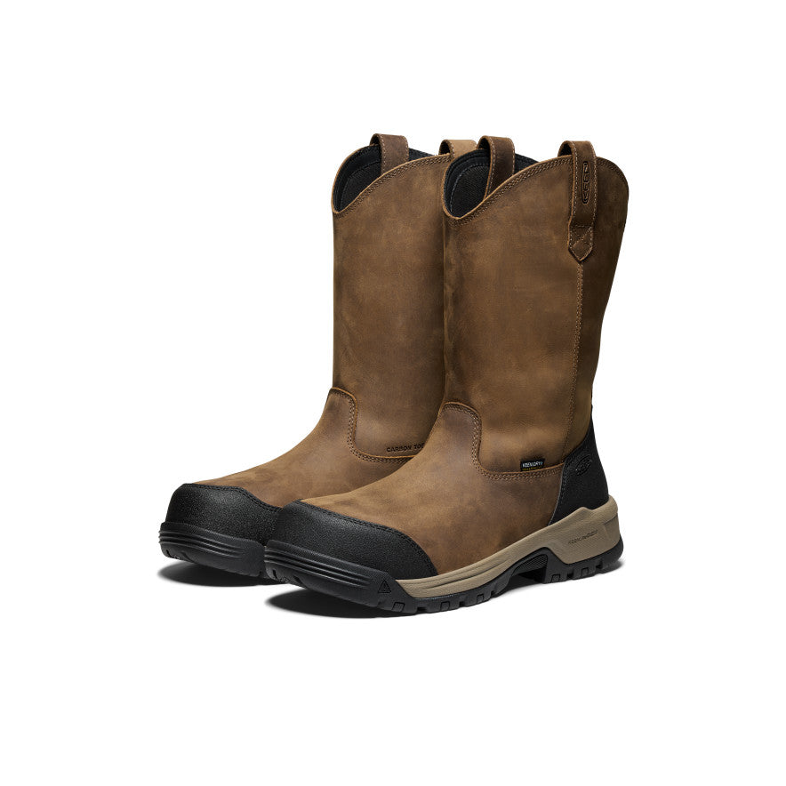 Keen Men's Evanston Pull-On Waterproof Boot (Carbon Toe) | Bison/Black