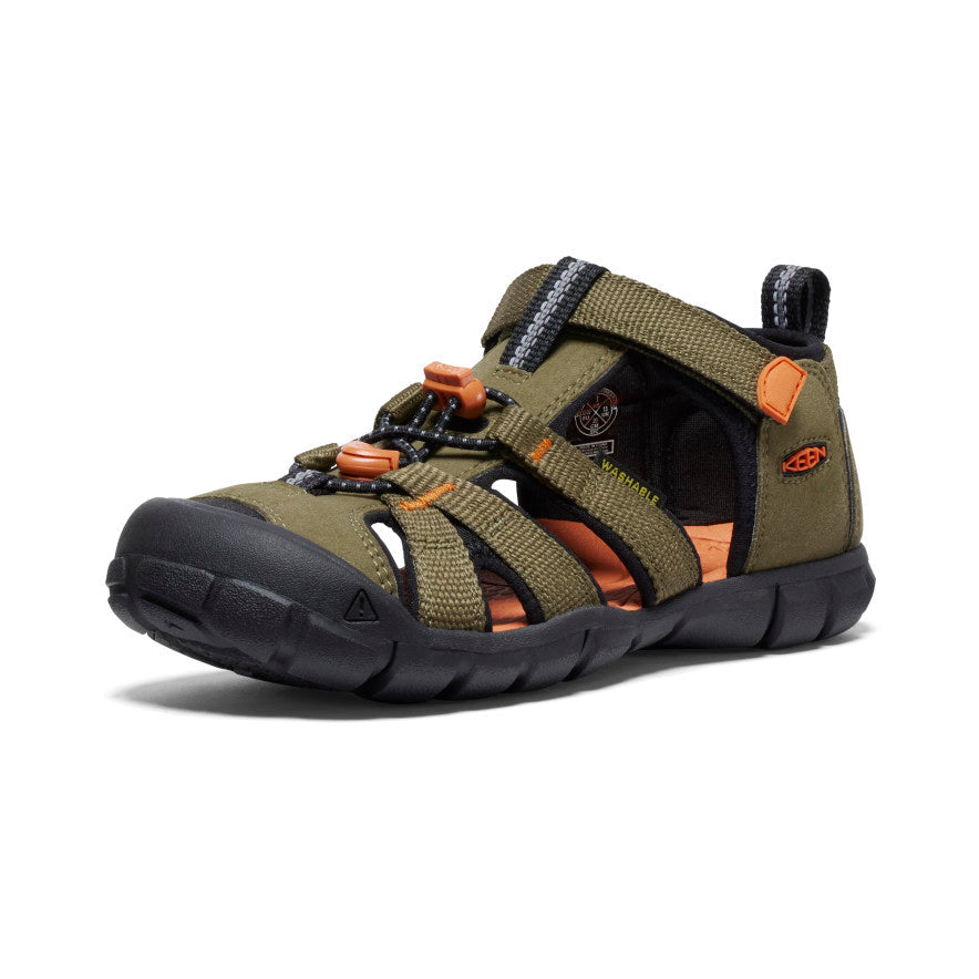 Keen Big Kids' Seacamp II CNX | Dark Olive/Gold Flame