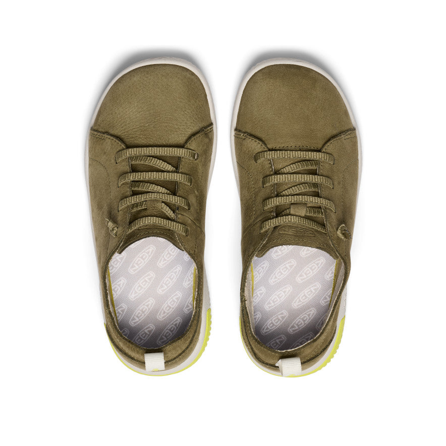 Keen Big Kids' KNX Leather Sneaker | Martini Olive/Evening Primrose