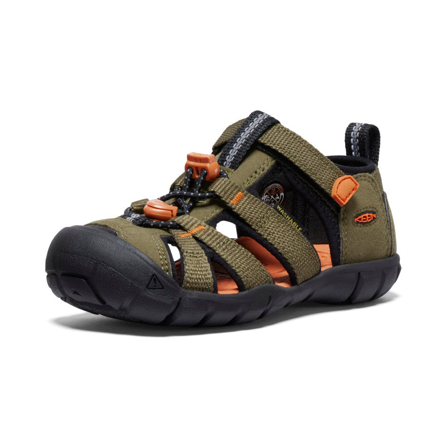 Keen Little Kids' Seacamp II CNX | Dark Olive/Gold Flame