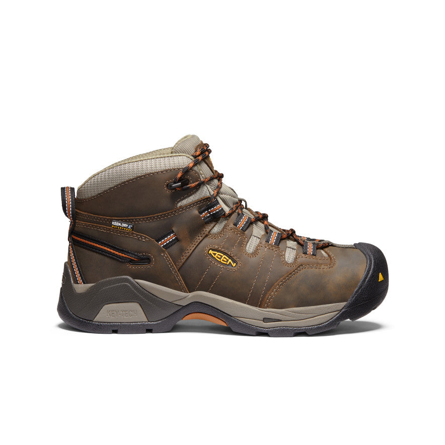 Keen Men's Detroit XT Waterproof Boot (Soft Toe) | Black Olive/Leather Brown