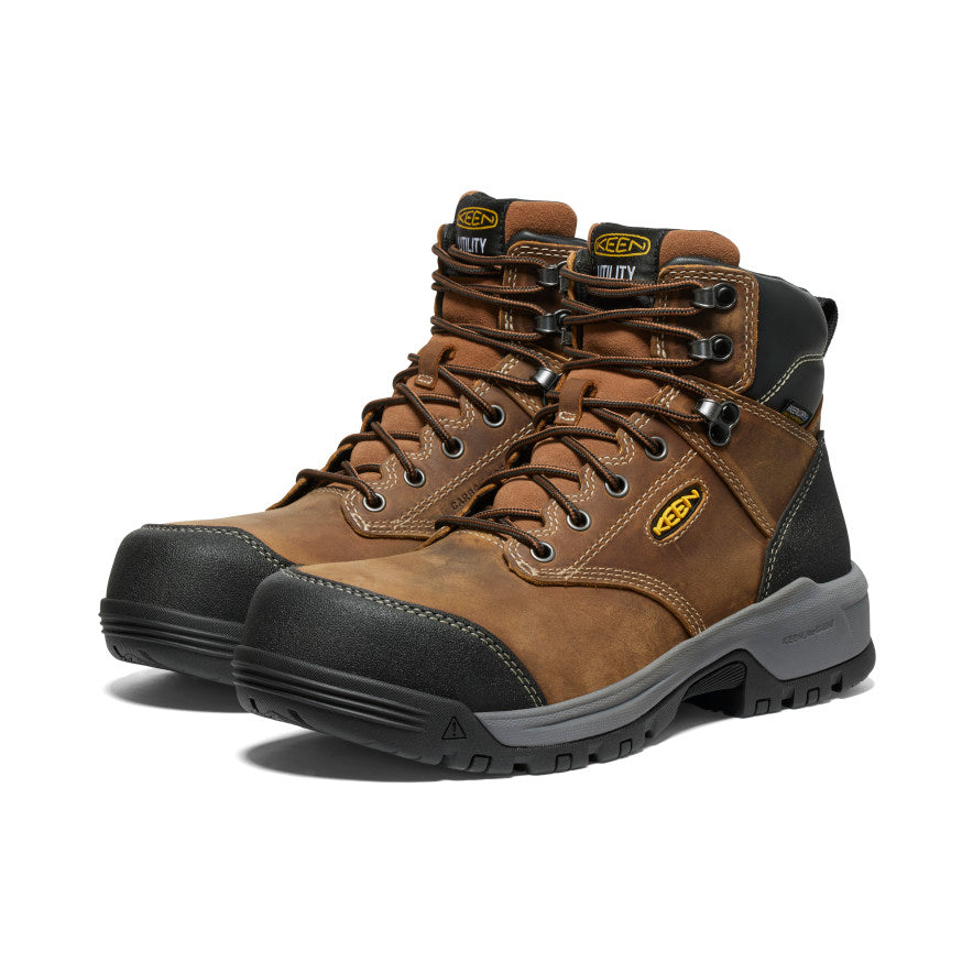 Keen Men's Evanston 6" Waterproof Boot (Carbon Toe) | Bison/Black